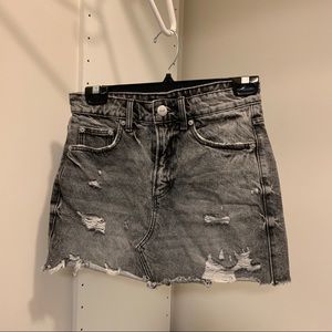Distressed Black Zara Mini Denim Skirt